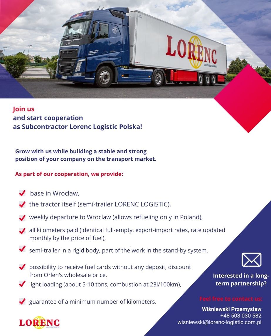 Join us and start cooperation as Subcontractor Lorenc Logistic Polska!.jpg